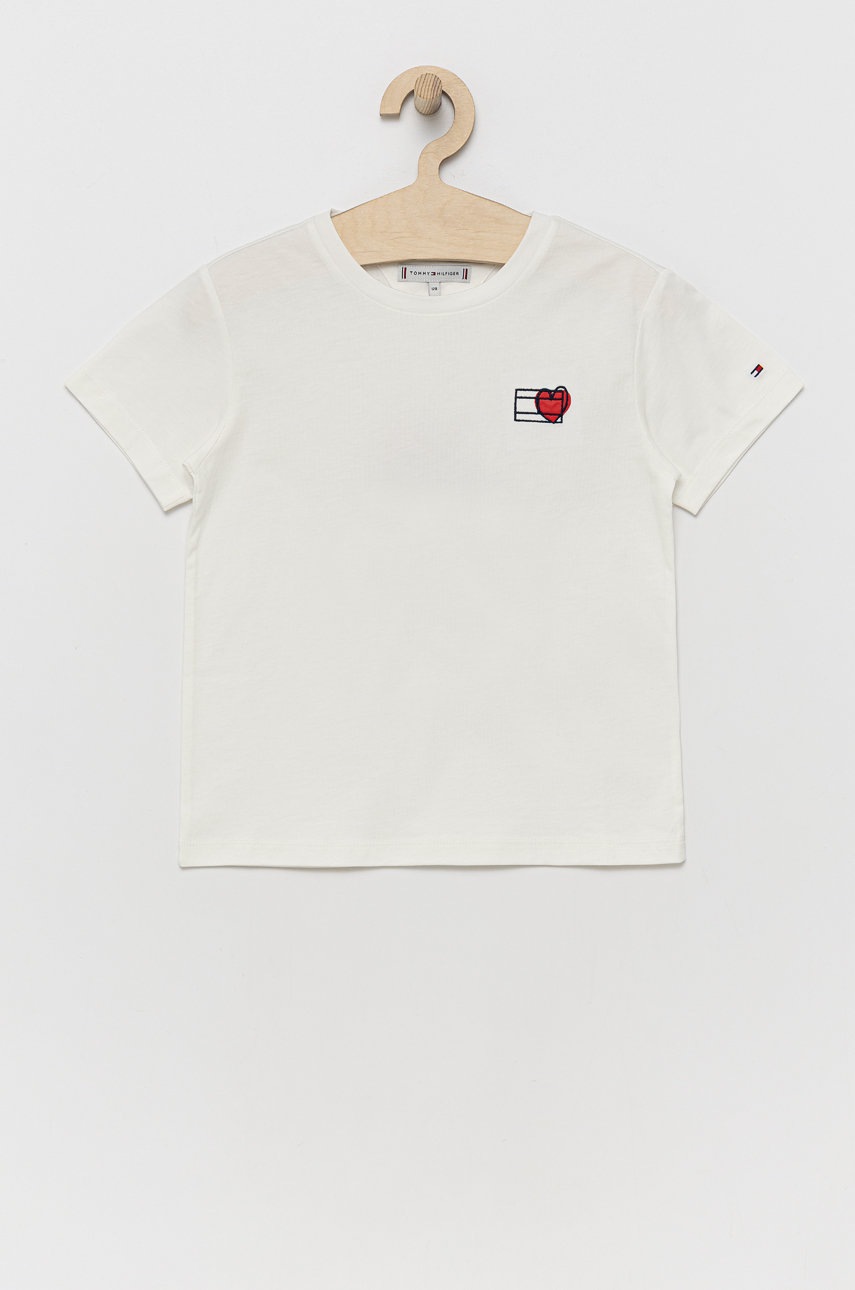 

Детская хлопковая футболка Tommy Hilfiger цвет белый