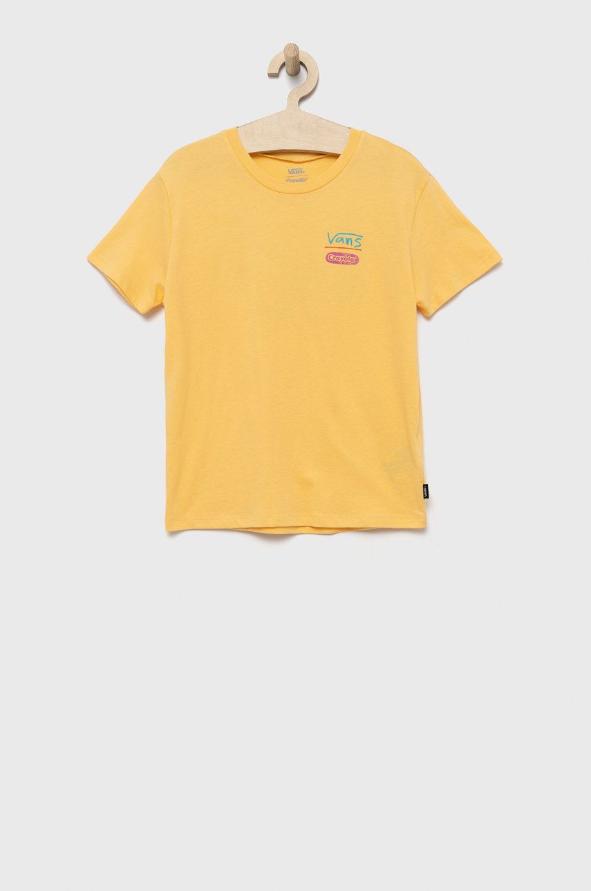 Dětské bavlněné tričko Vans žlutá barva - žlutá -  100% Bavlna