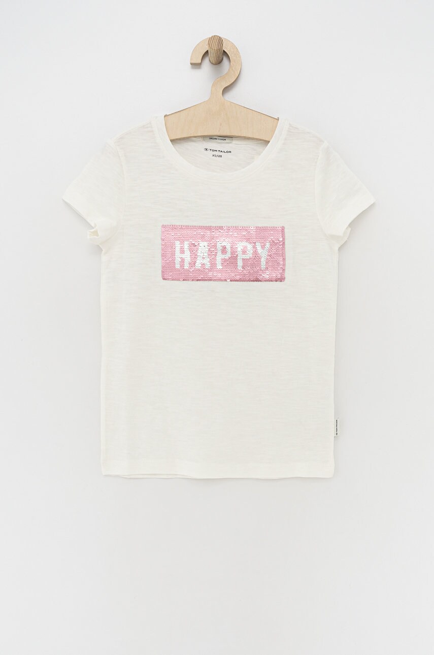 Tom Tailor tricou din bumbac culoarea alb