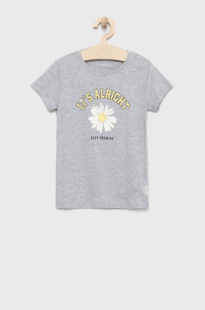 Tom tailor tricou de bumbac pentru copii culoarea gri