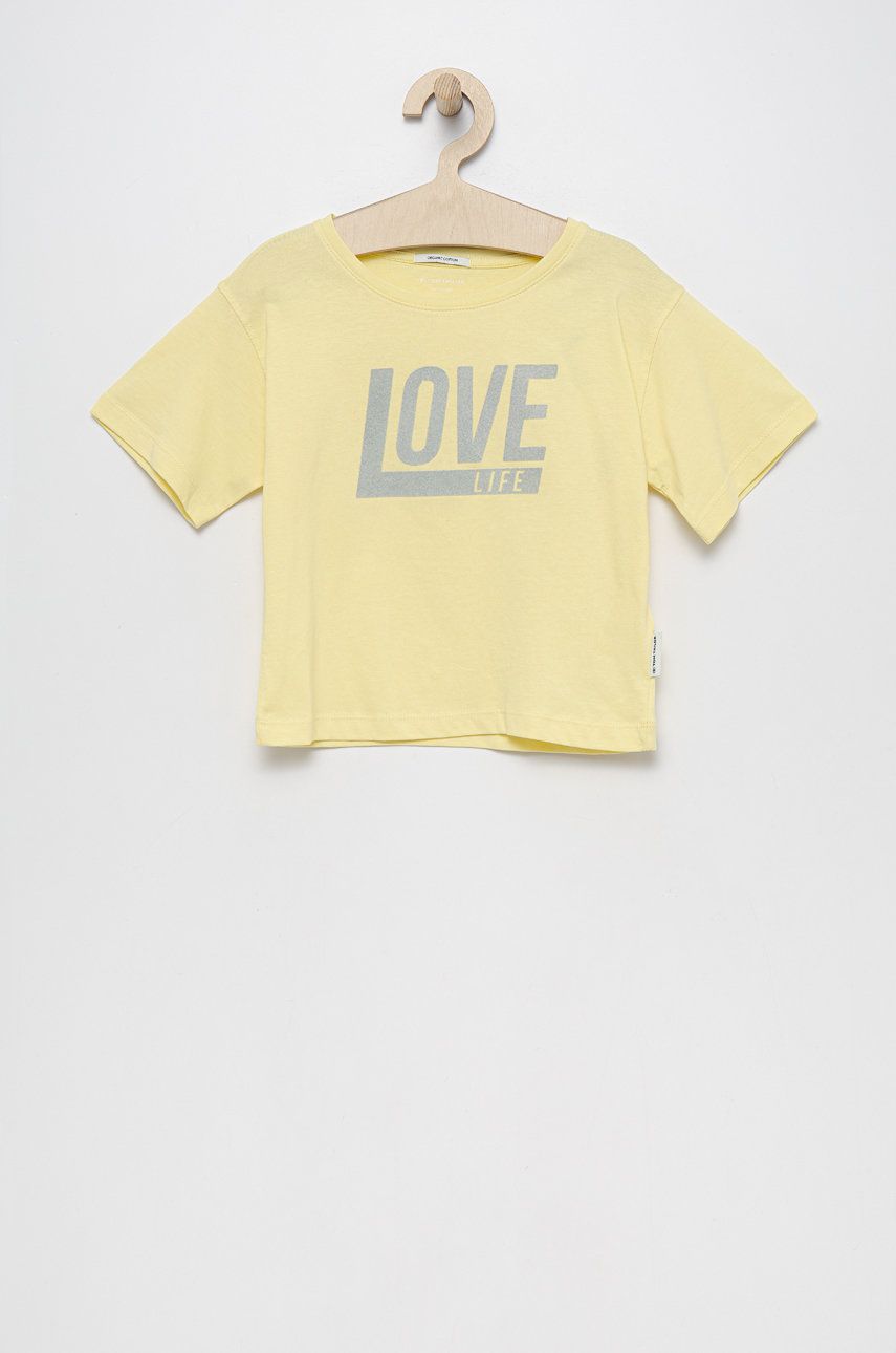 Levně Dětské bavlněné tričko Tom Tailor žlutá barva