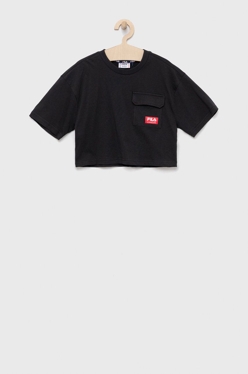 E-shop Dětské bavlněné tričko Fila černá barva