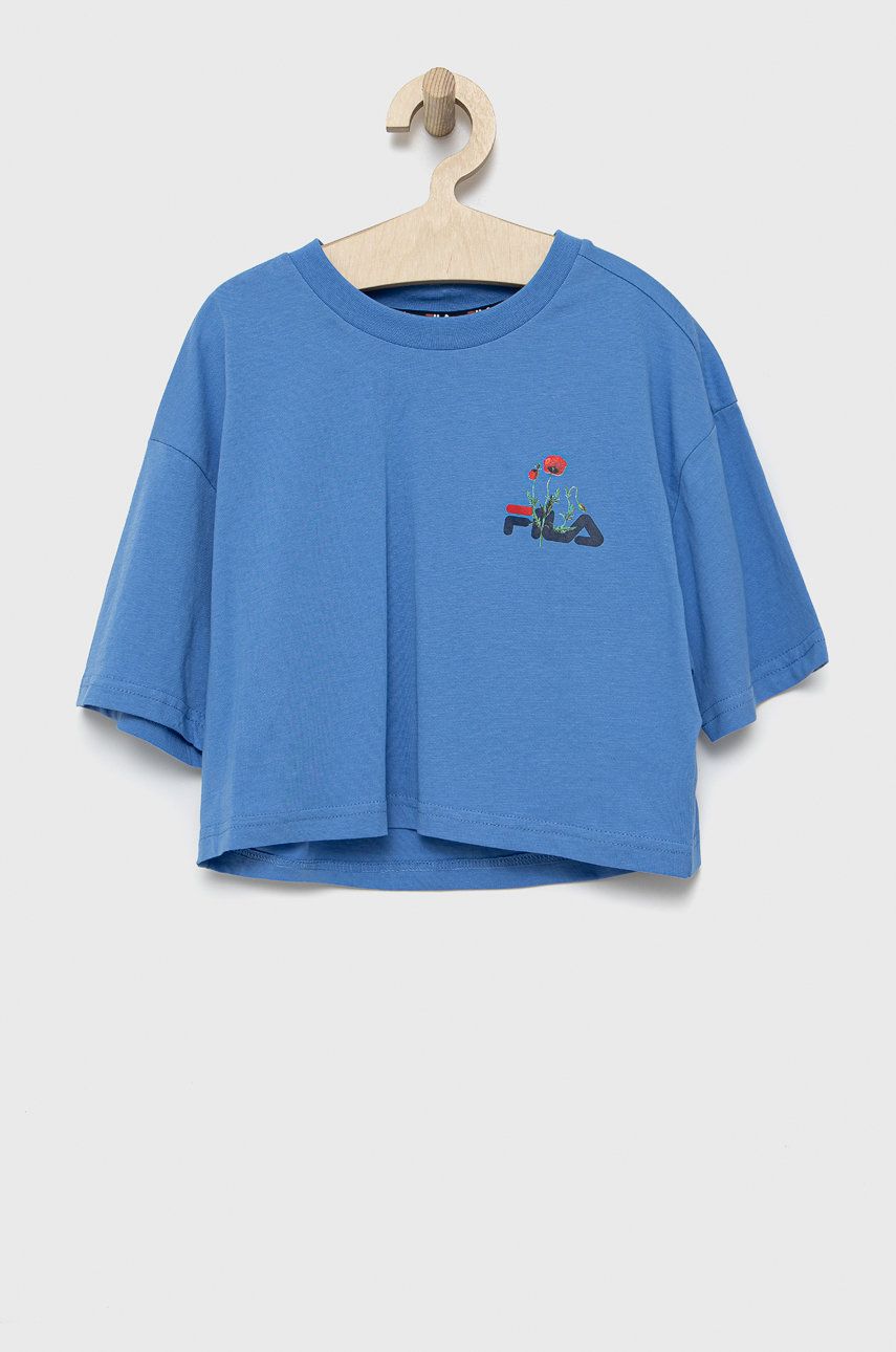 Dětské bavlněné tričko Fila - modrá -  100% Bavlna
