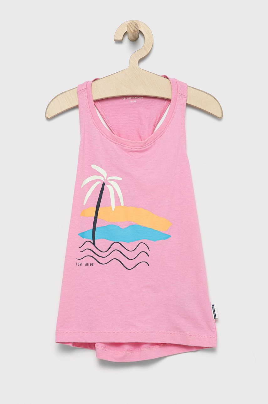 Tom Tailor top din bumbac pentru copii culoarea roz
