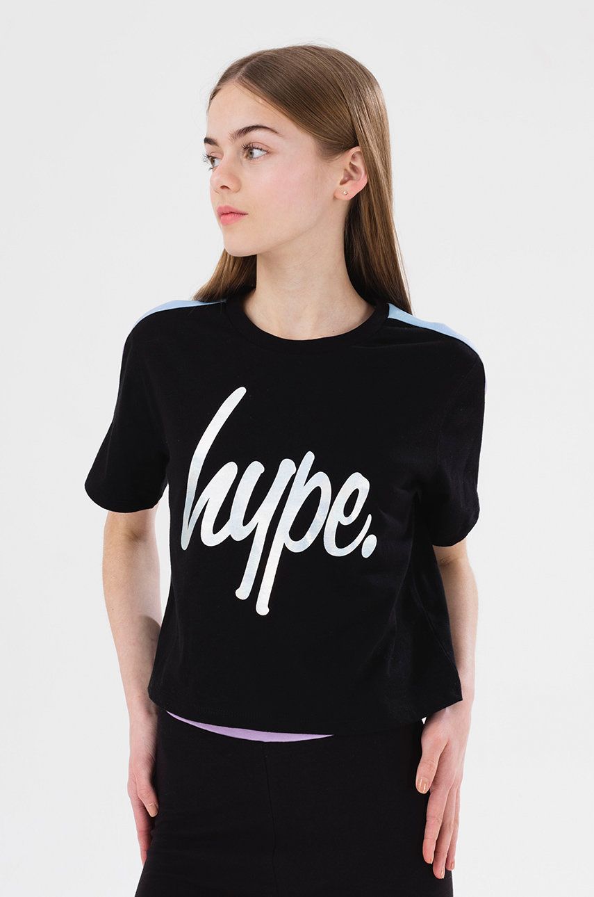 Hype tricou de bumbac pentru copii culoarea negru