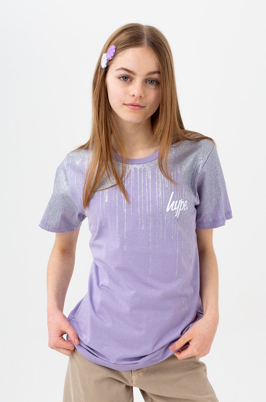 Dětské bavlněné tričko Hype fialová barva - fialová -  100% Bavlna