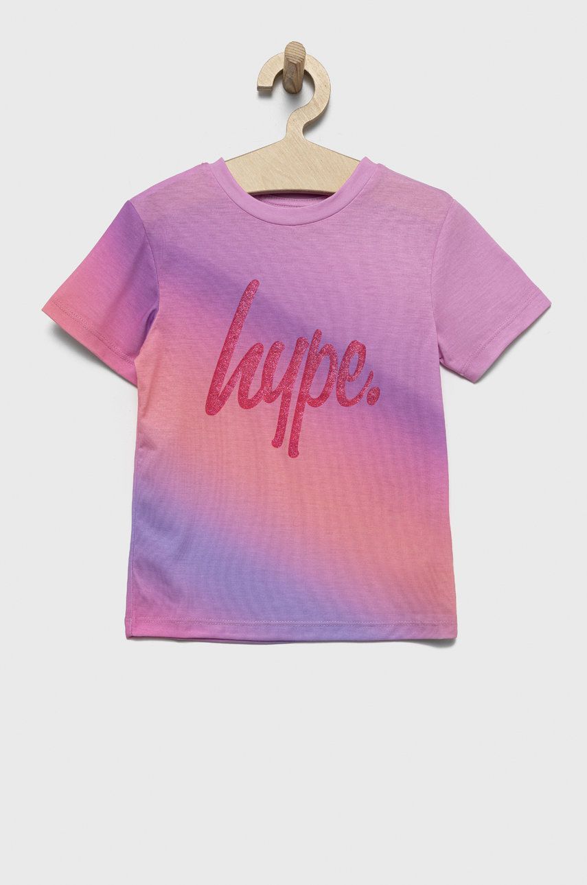 Детская хлопковая футболка Hype цвет розовый