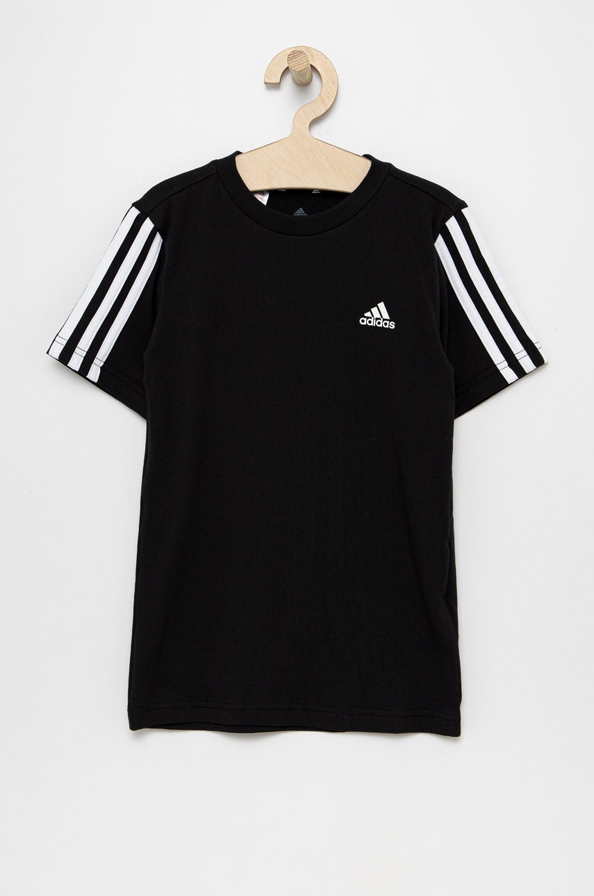 Adidas performance tricou de bumbac pentru copii culoarea negru, material neted