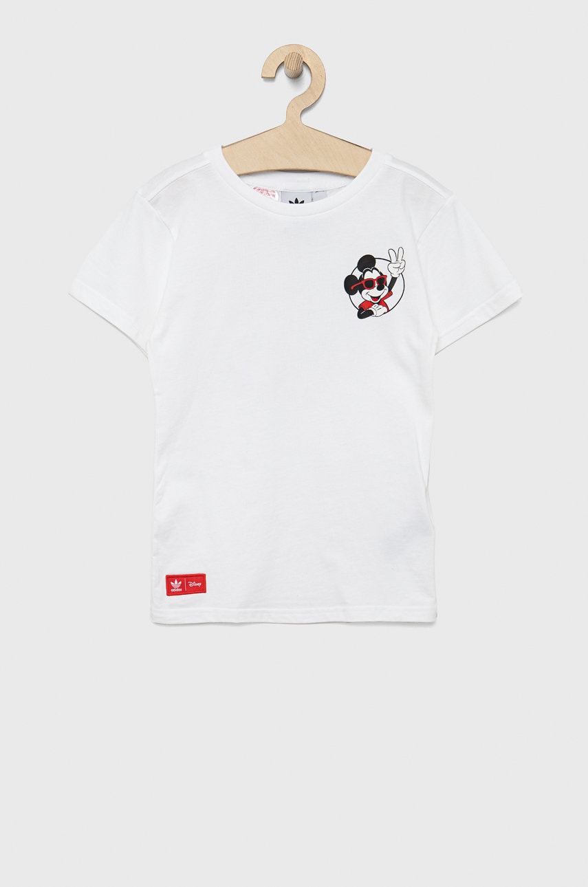 Adidas originals tricou de bumbac pentru copii disney hc1912 culoarea alb, cu imprimeu