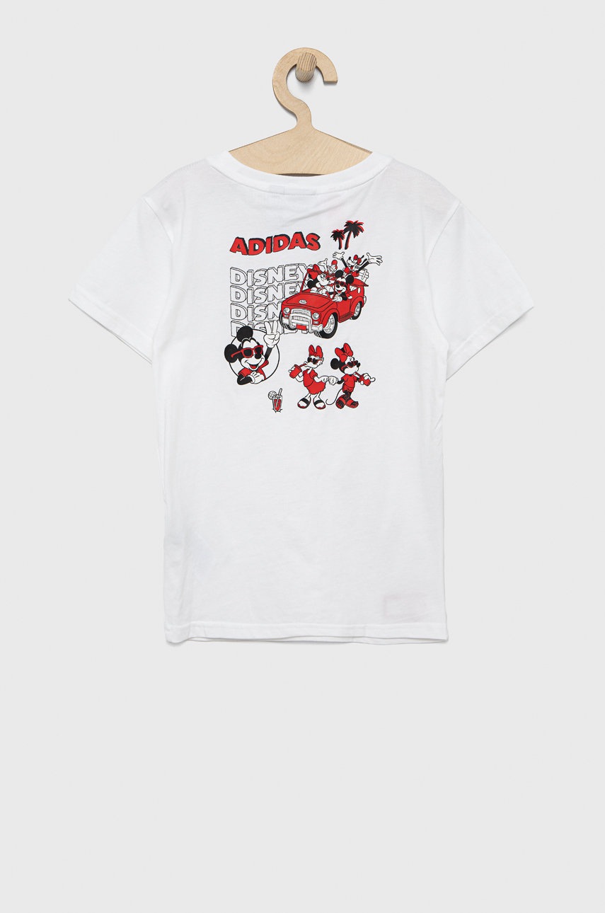 

Детская хлопковая футболка adidas Originals Disney HC1912 цвет белый с принтом