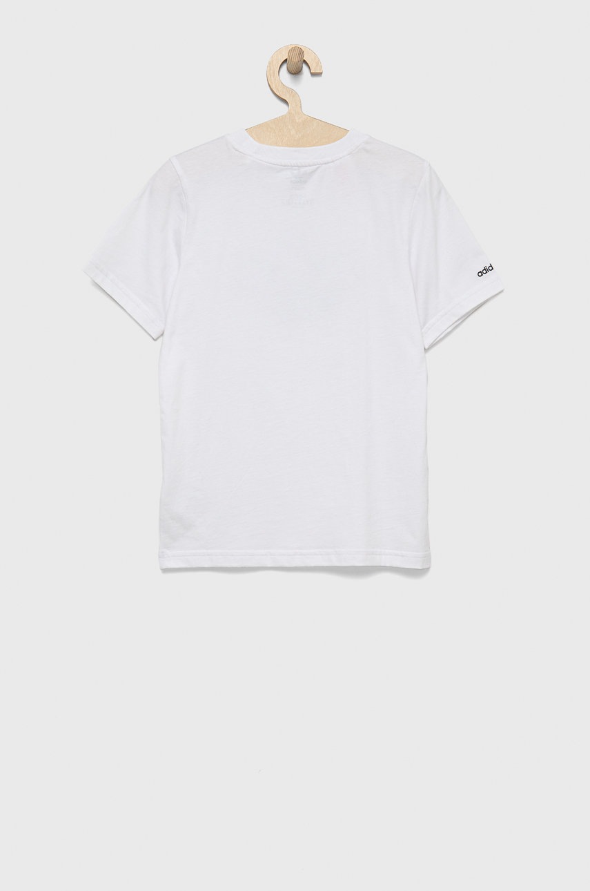 

Дитяча бавовняна футболка adidas Originals HE2074 колір білий з принтом