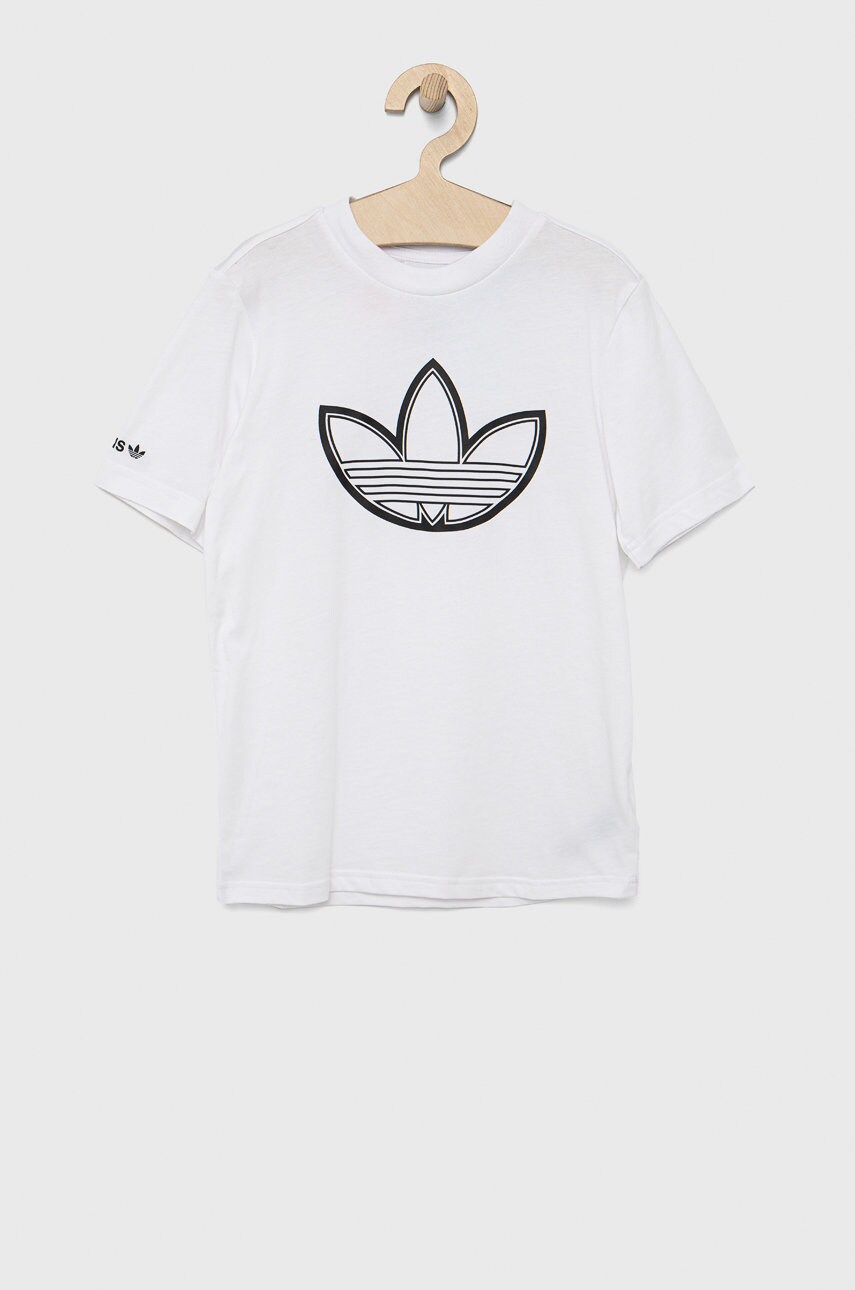 

Детска памучна тениска adidas Originals HE2078 в бяло с принт, Бял