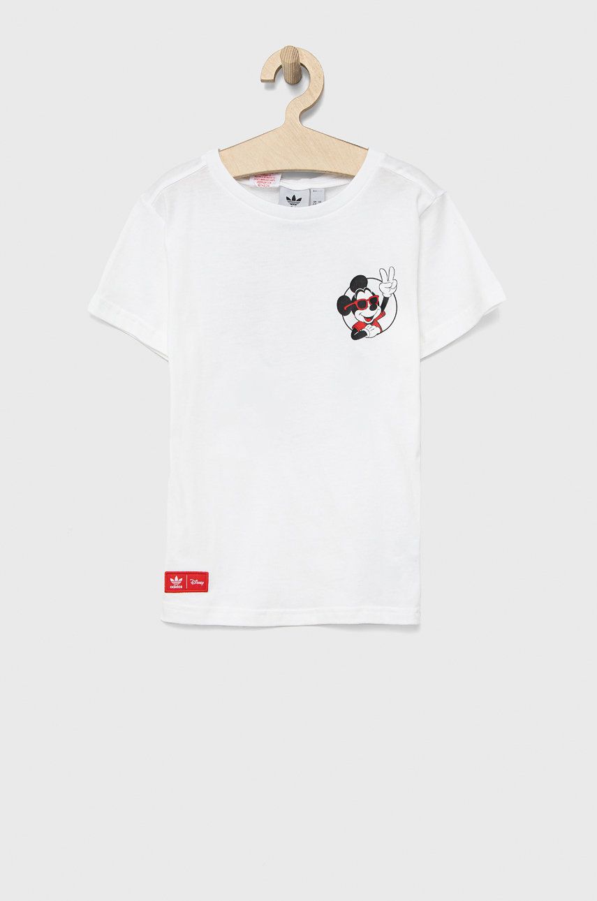 E-shop Dětské bavlněné tričko adidas Originals Disney HF7576 bílá barva, s potiskem