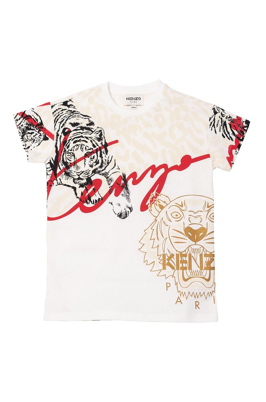 

Дитяча бавовняна футболка Kenzo Kids колір білий візерунок