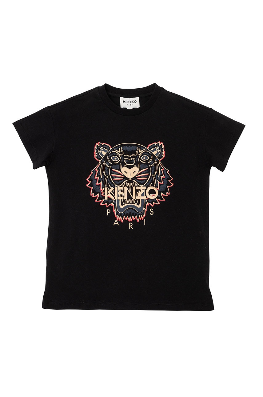 

Детска памучна тениска Kenzo Kids в черно с принт, Черен