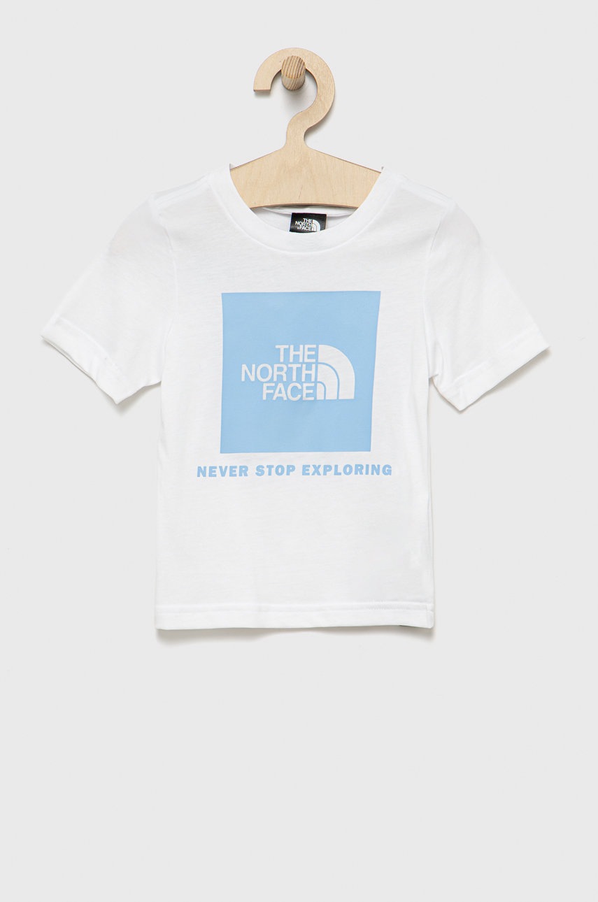 

Детска памучна тениска The North Face в бяло с принт, Бял