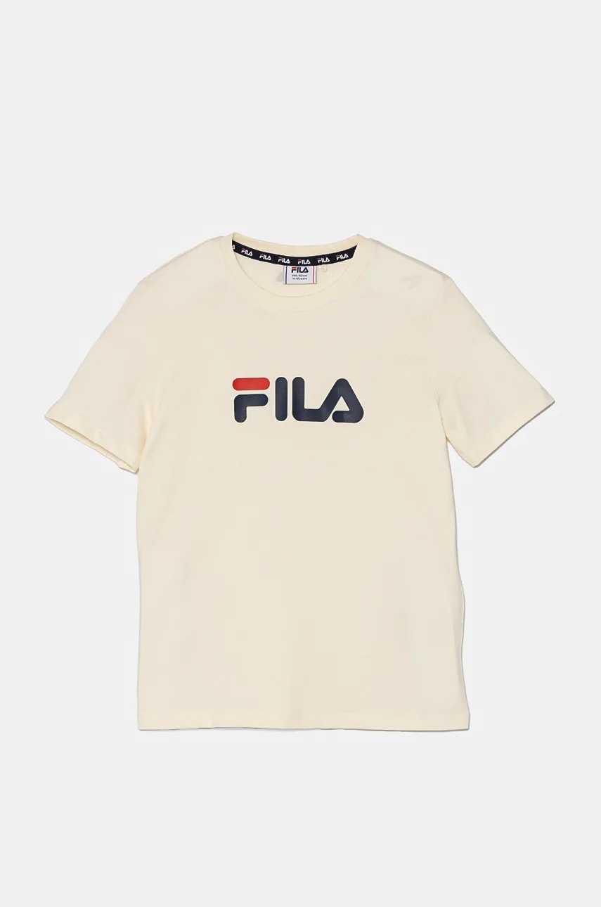

Детска памучна тениска Fila в бежово с принт, Бежов