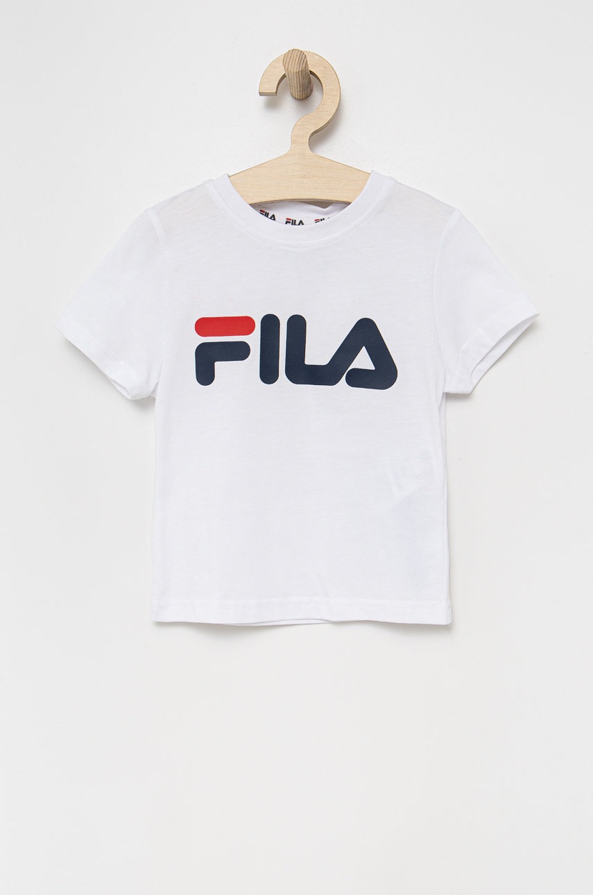 

Детска памучна тениска Fila в бяло с принт, Бял
