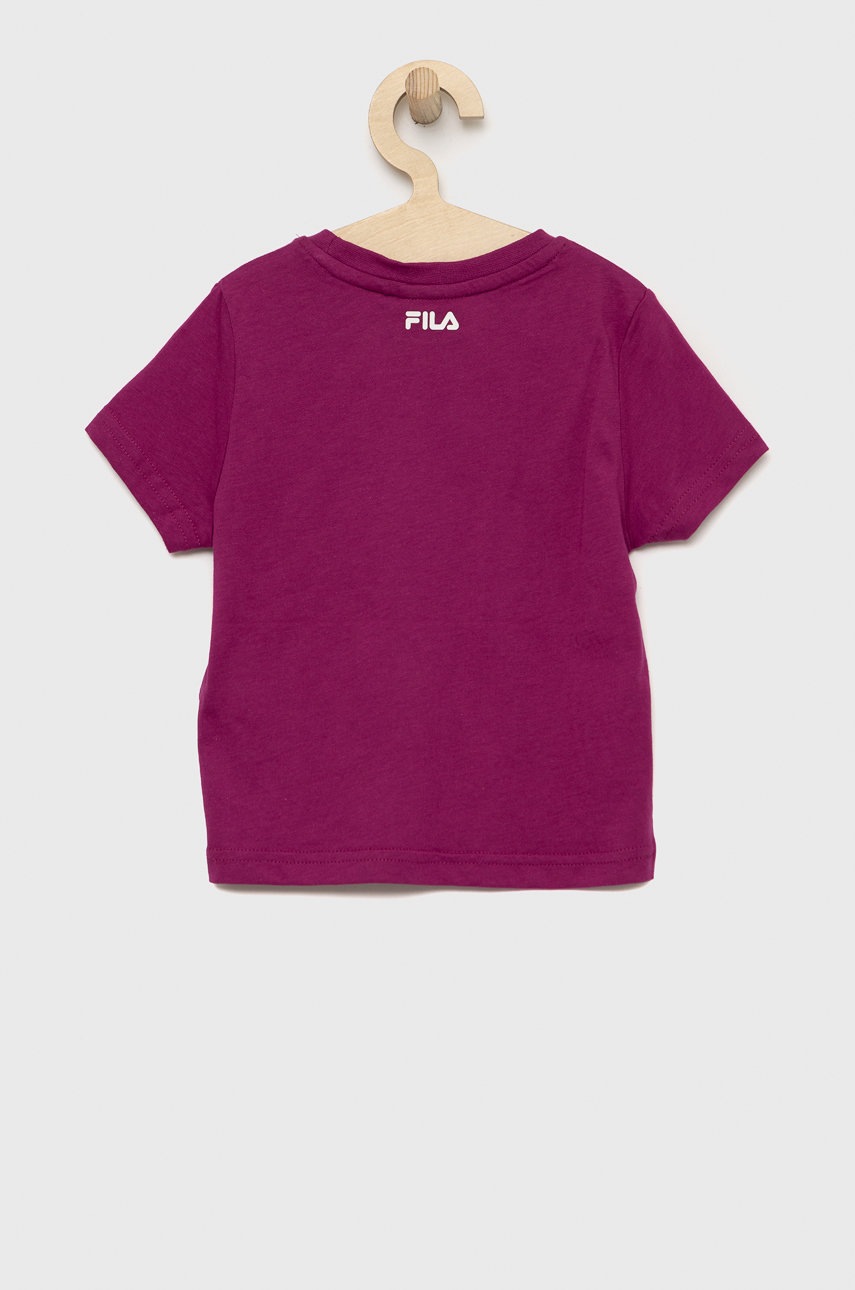 

Детская хлопковая футболка Fila цвет розовый с принтом