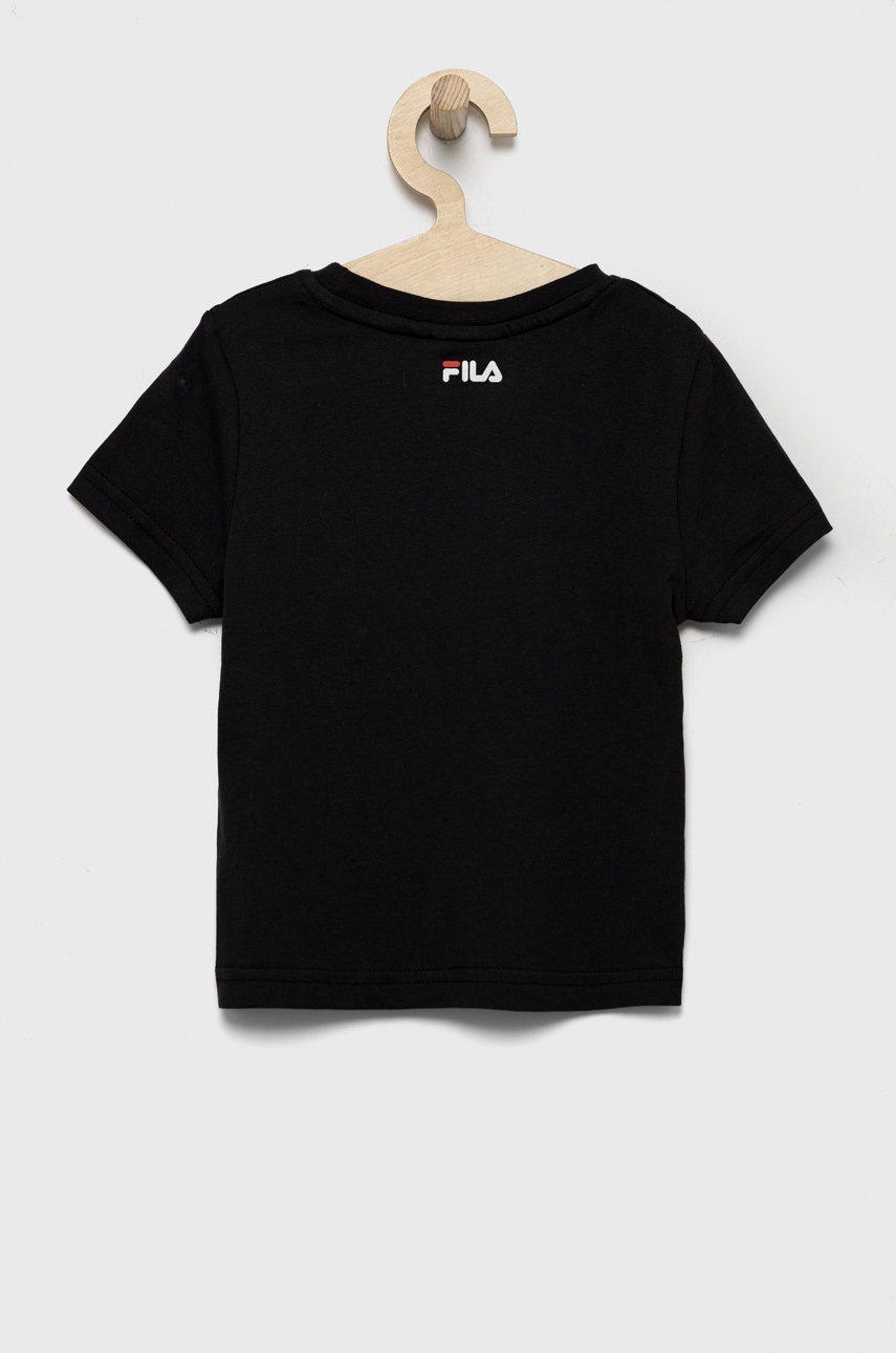 

Детская хлопковая футболка Fila цвет чёрный с принтом