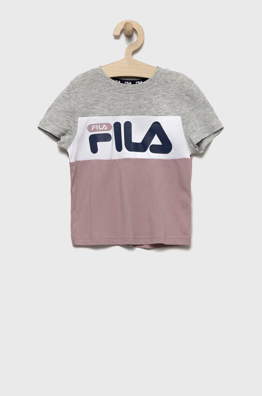 

Детска памучна тениска Fila в розово с десен, Розов