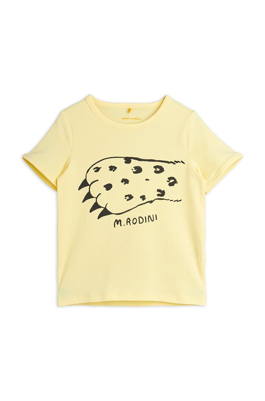 Dětské tričko Mini Rodini žlutá barva, s potiskem - žlutá -  95% Organická bavlna