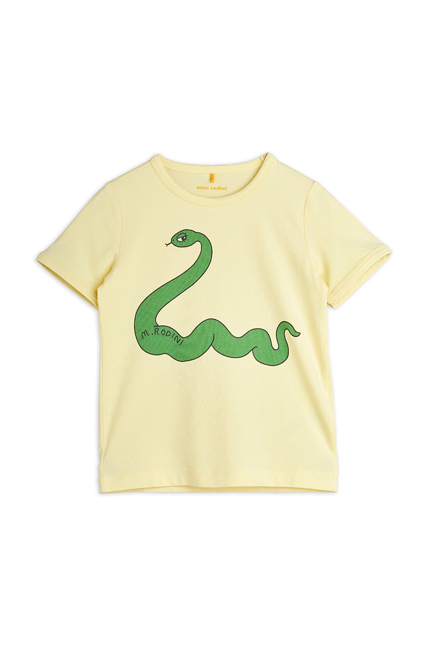 Mini Rodini tricou copii culoarea galben, cu imprimeu