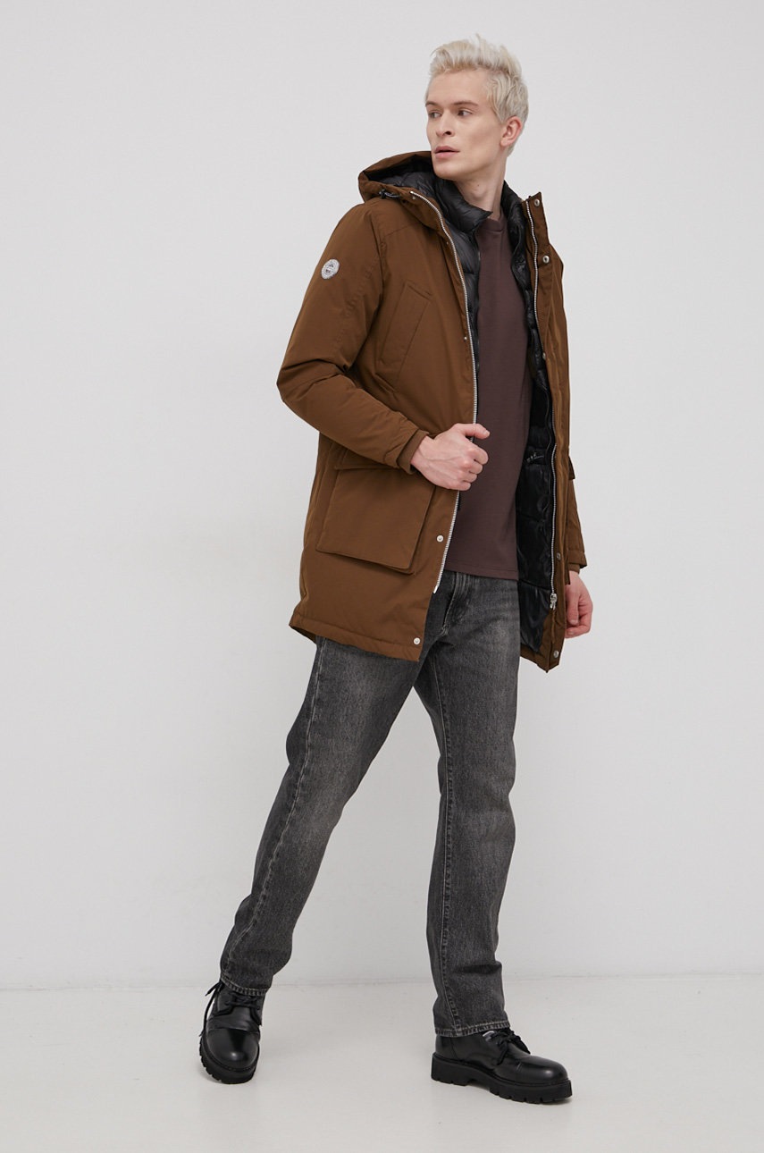 

Бавовняна футболка Premium by Jack&Jones колір коричневий гладкий