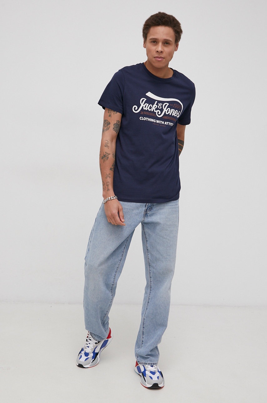 

Хлопковая футболка Premium by Jack&Jones цвет синий с принтом