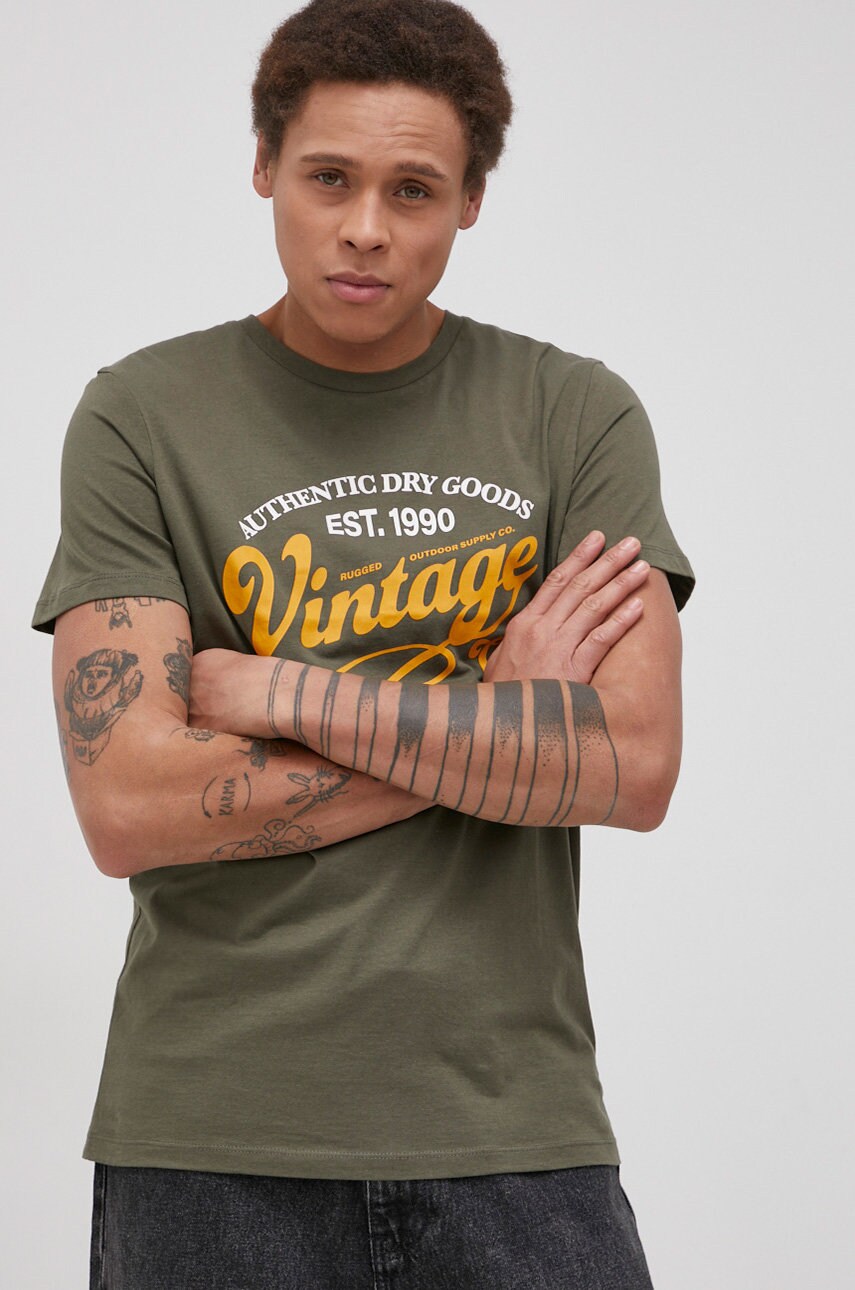 

Памучна тениска Premium by Jack&Jones в зелено с принт, Зелен