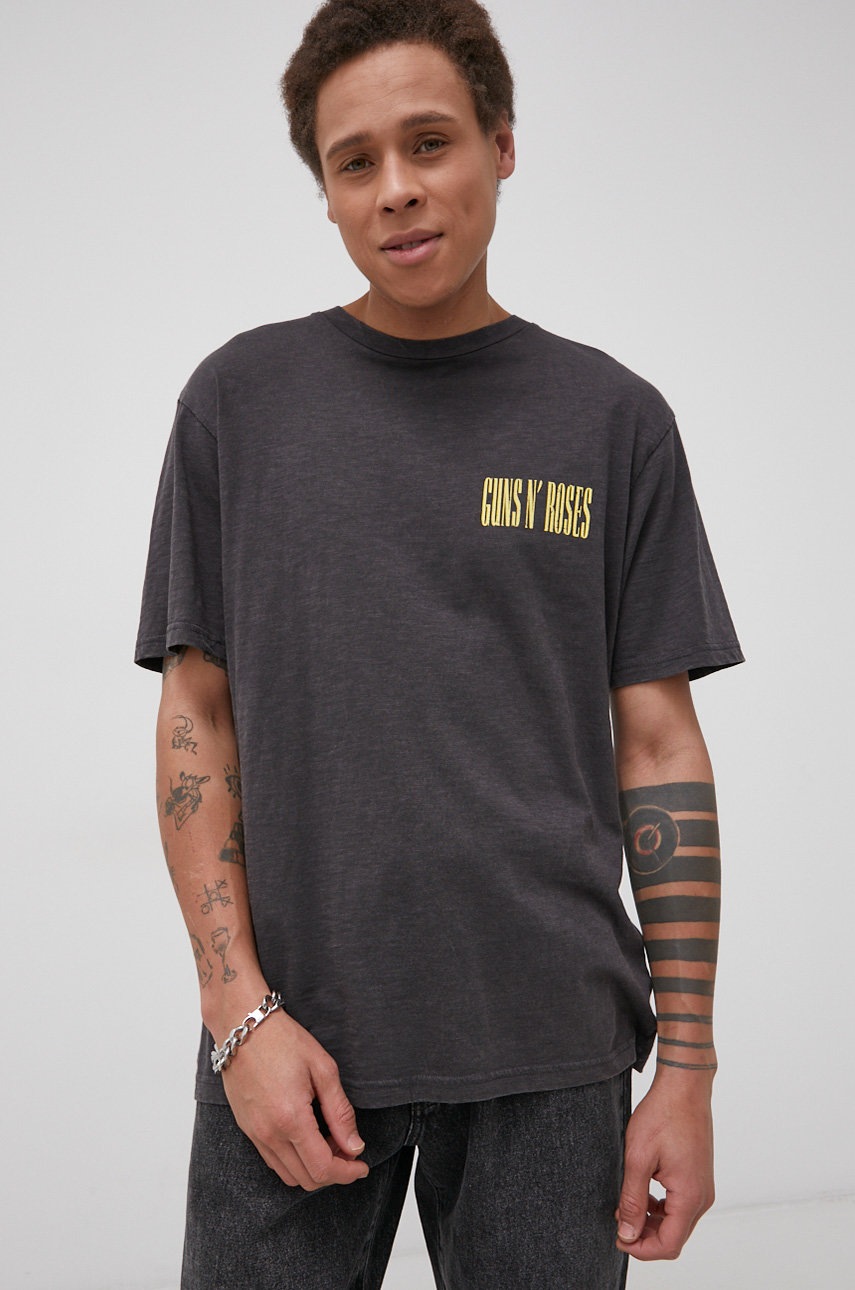 

Памучна тениска Only & Sons в сиво с принт, Сив