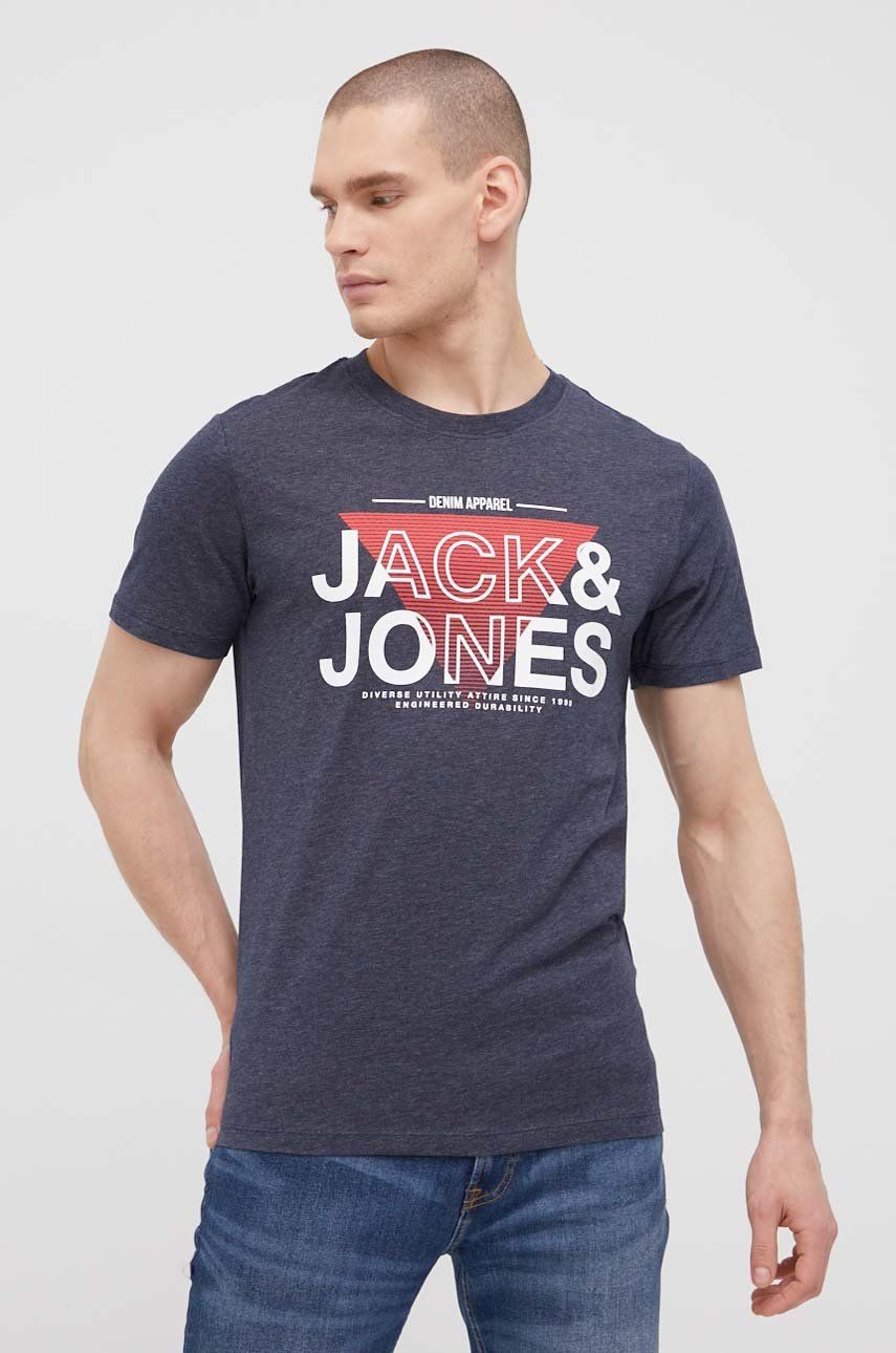 

Футболка Jack & Jones мужской цвет синий с принтом