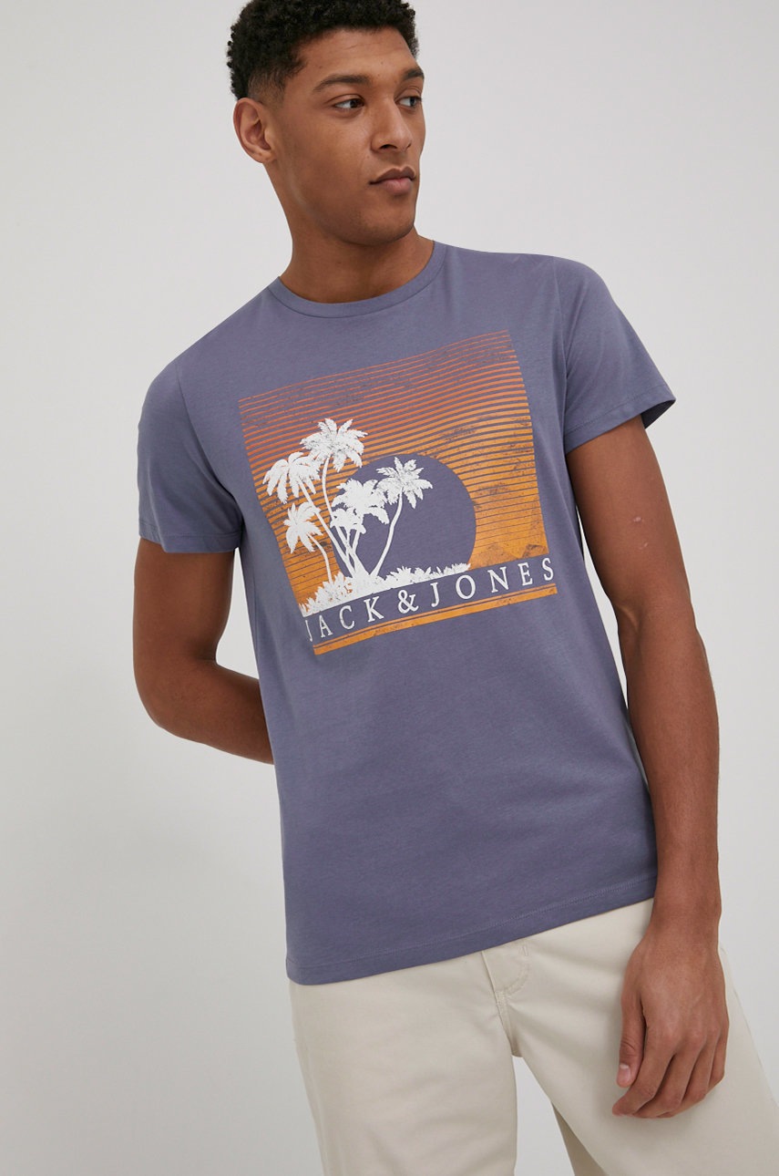 

Тениска Jack & Jones мъжки с принт, Син