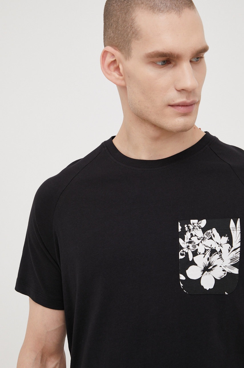 

Памучна тениска Jack & Jones в черно с изчистен дизайн, Черен