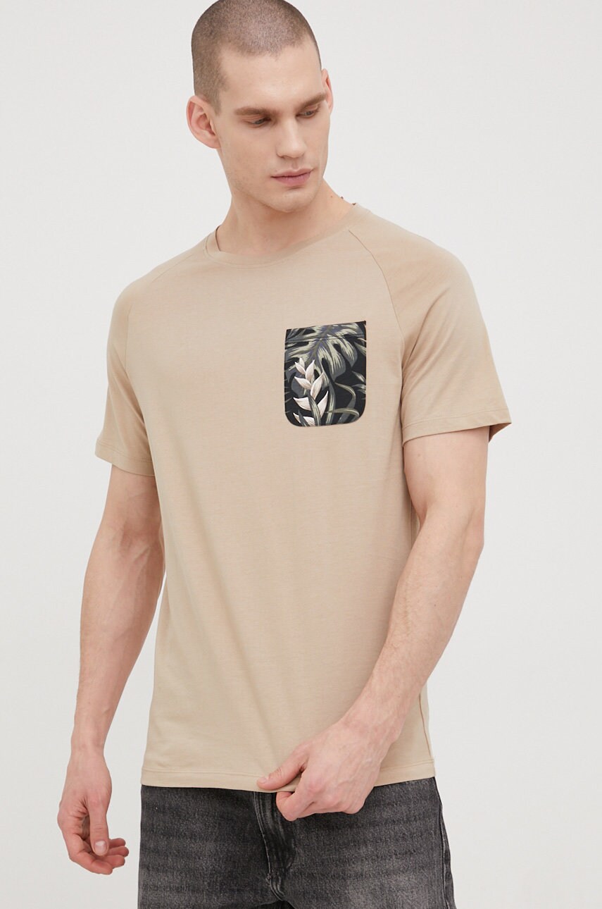 Jack & jones tricou din bumbac culoarea bej