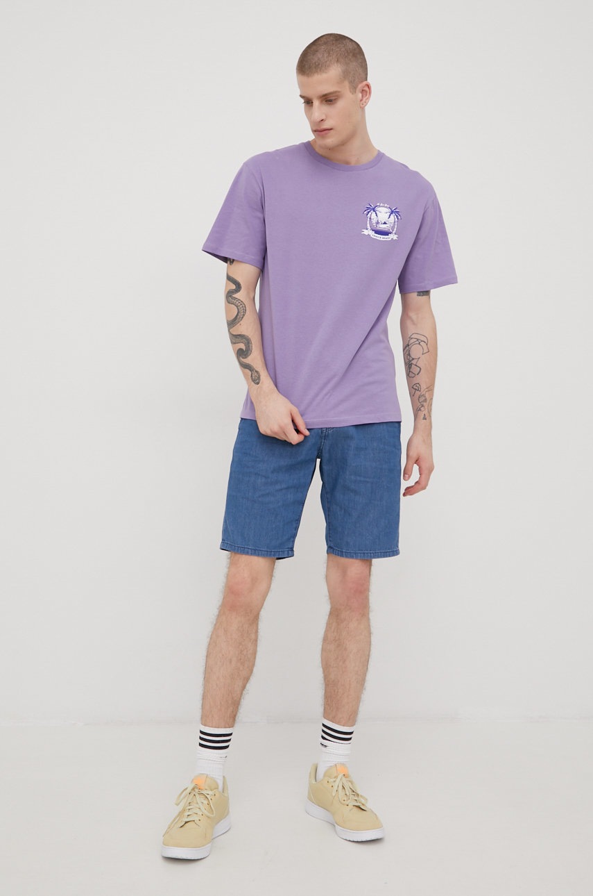

Хлопковая футболка Jack & Jones цвет фиолетовый с принтом