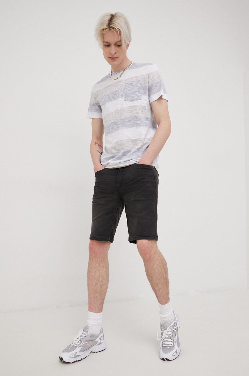 

Хлопковая футболка Jack & Jones цвет серый узорный