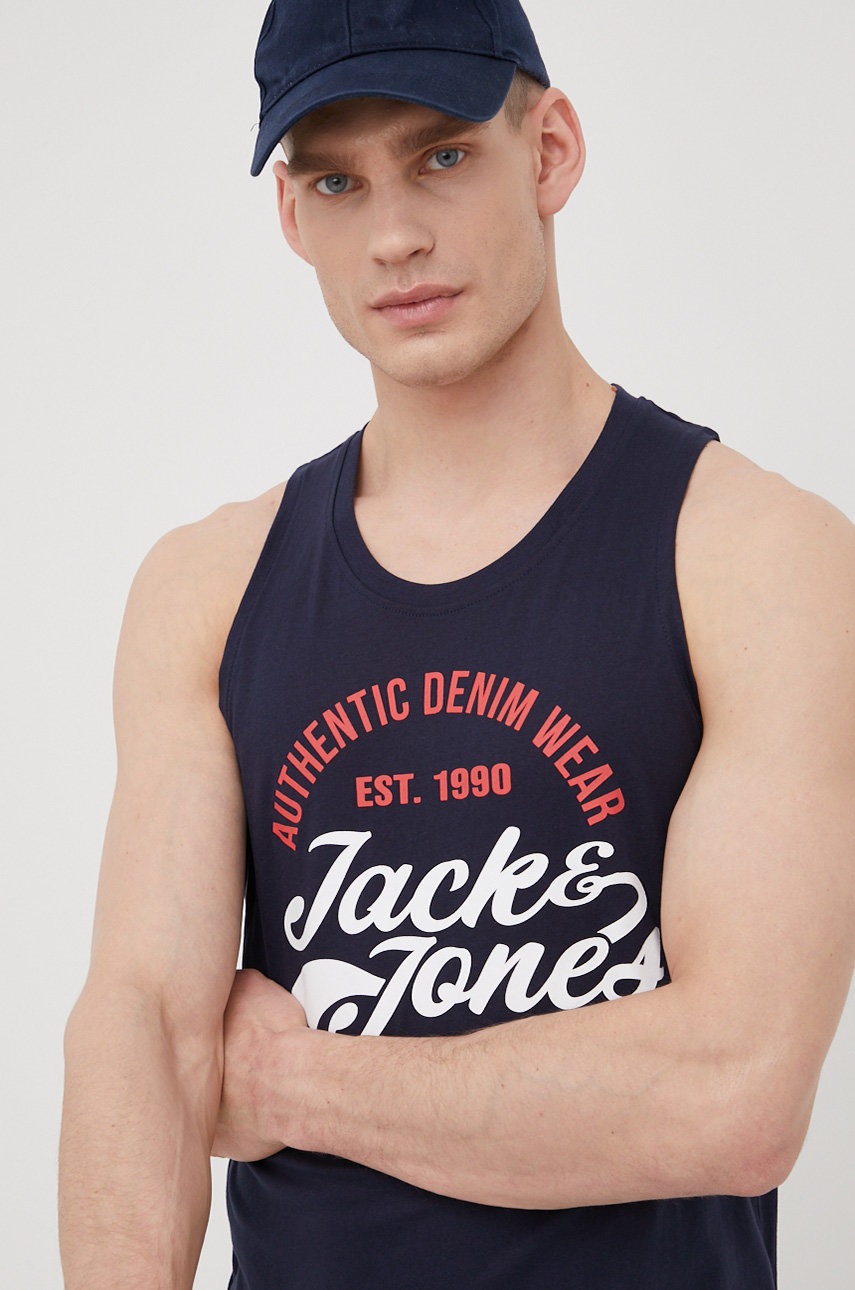 

Памучна тениска Jack & Jones в тъмносиньо, Тъмносин