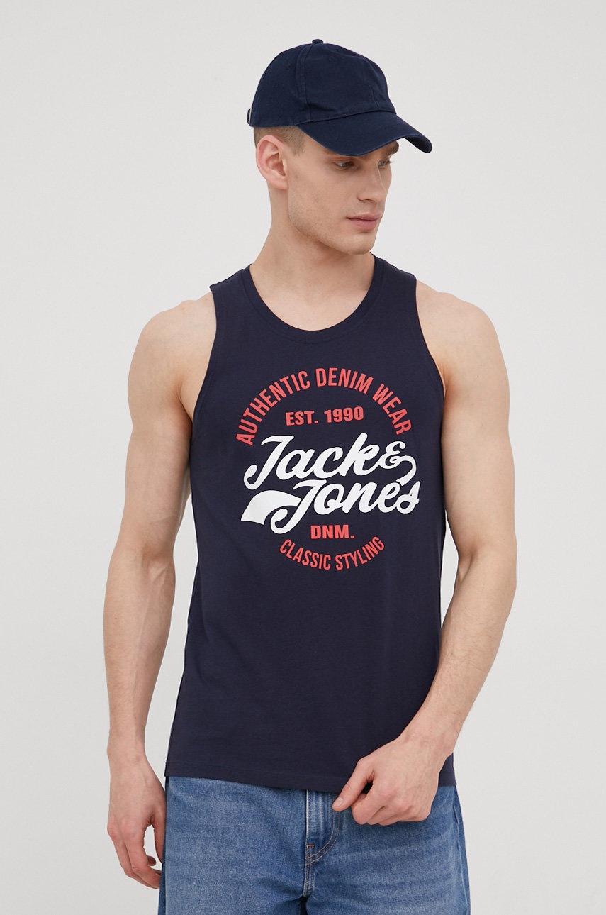 

Бавовняна футболка Jack & Jones колір синій
