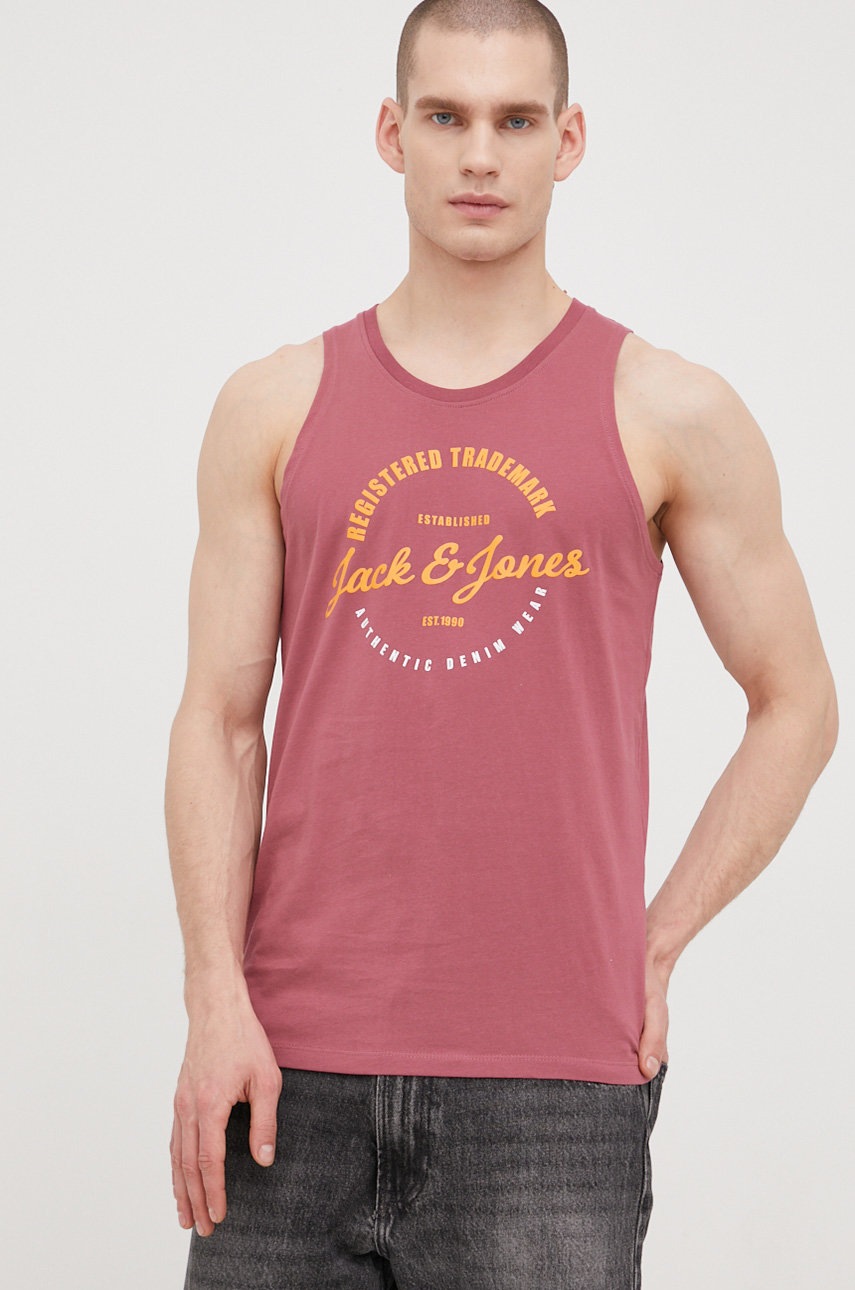 

Бавовняна футболка Jack & Jones колір фіолетовий