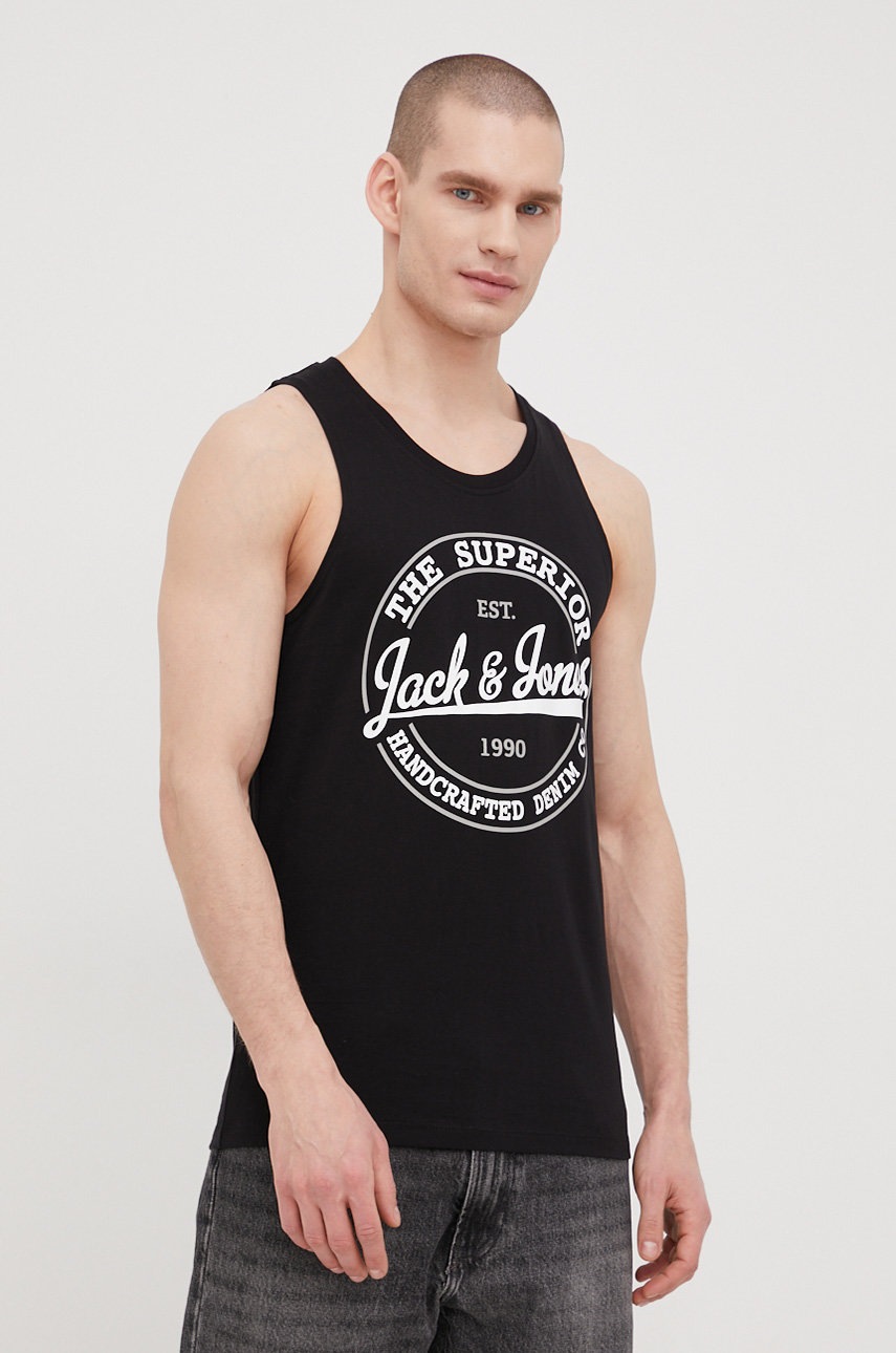 

Бавовняна футболка Jack & Jones колір чорний