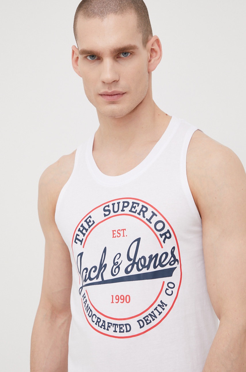 

Бавовняна футболка Jack & Jones колір білий