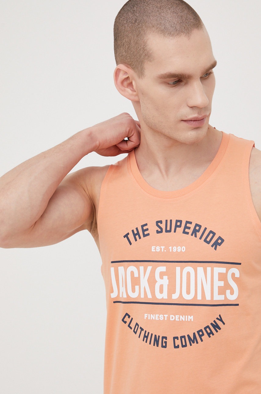 

Памучна тениска Jack & Jones в оранжево, Оранжев