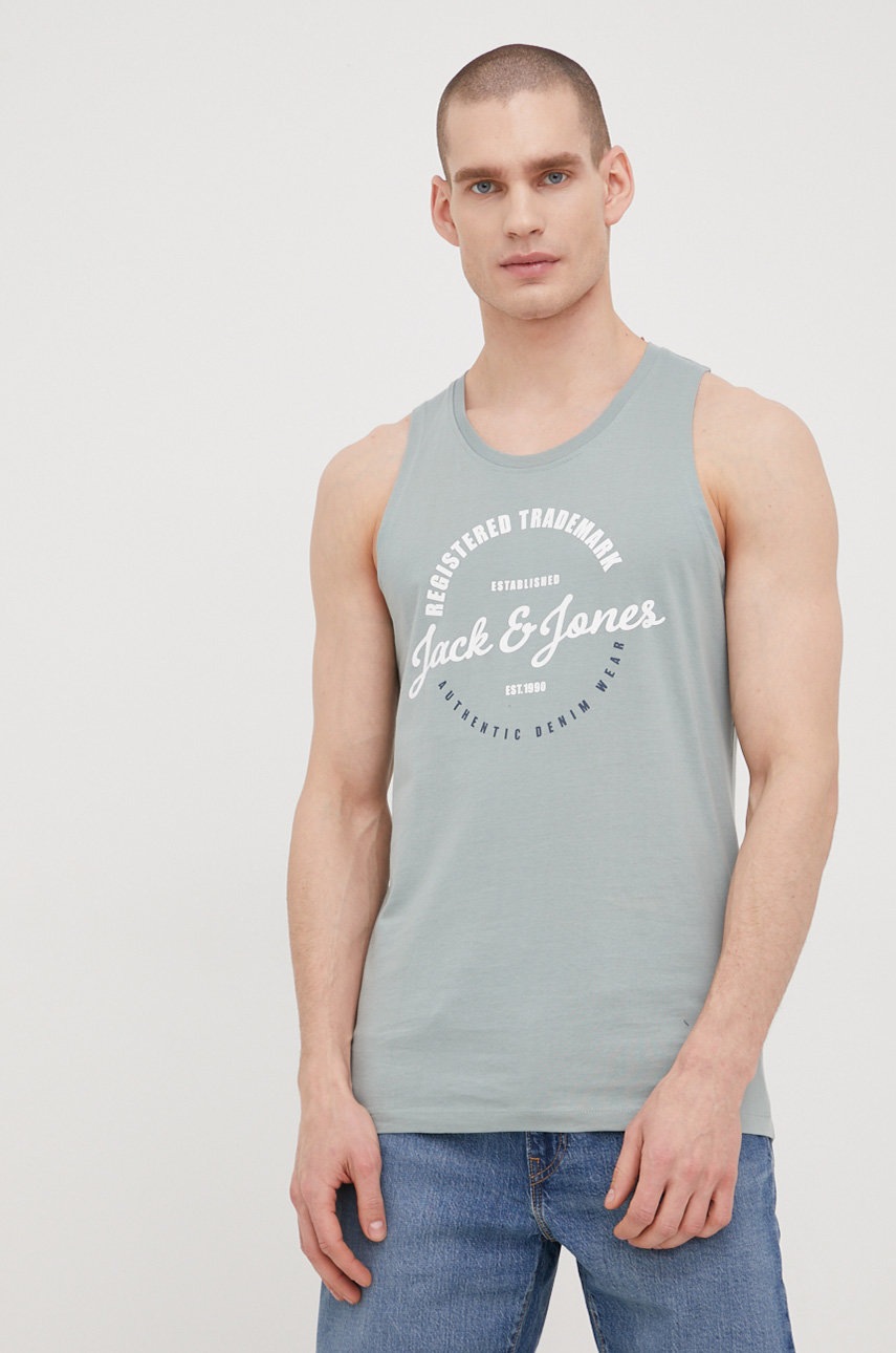 

Памучна тениска Jack & Jones в зелено, Зелен