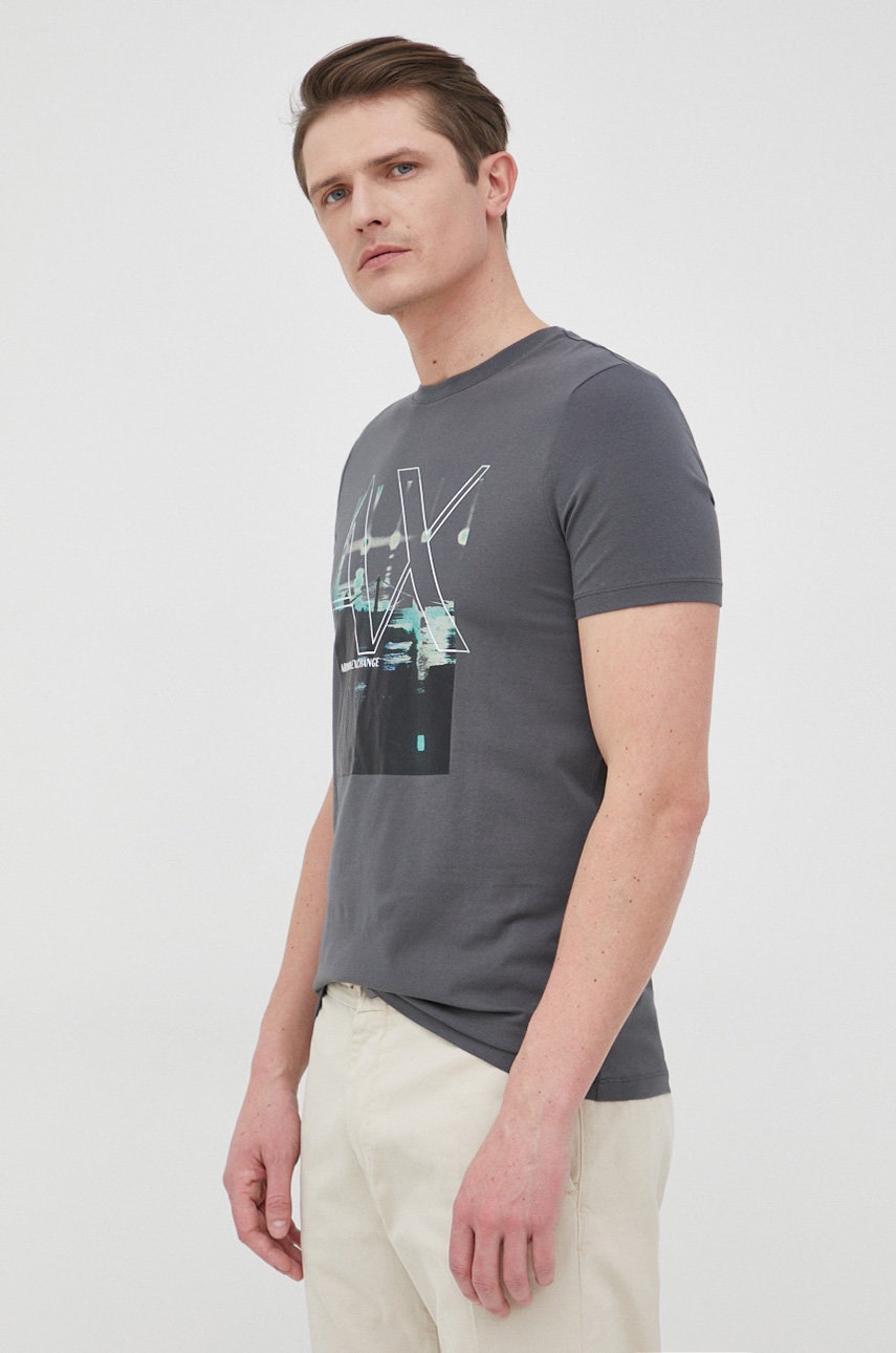 

Тениска Armani Exchange мъжки в зелено с принт, Зелен