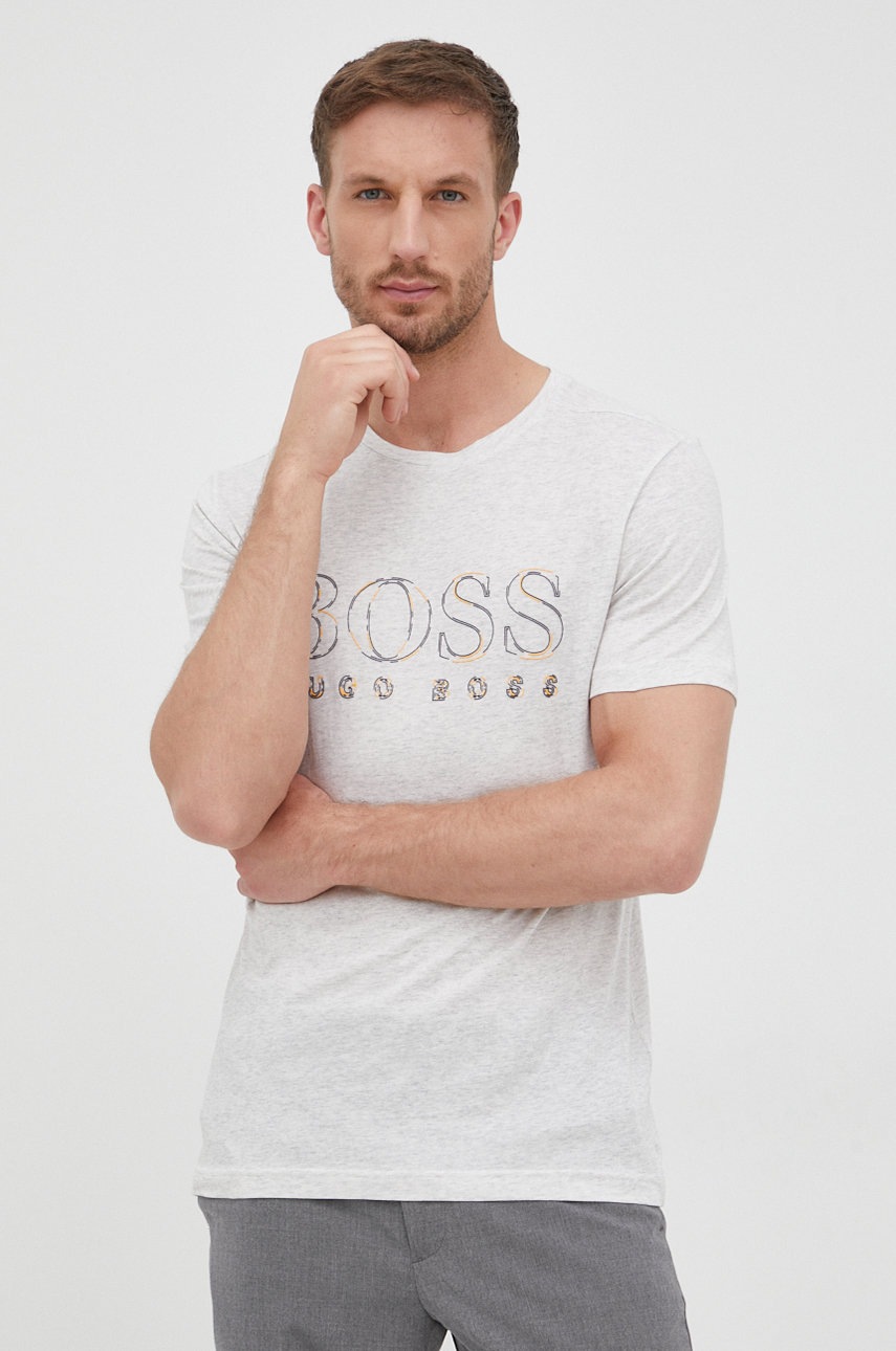 

Хлопковая футболка BOSS Boss Athleisure (2-pack) цвет серый с принтом