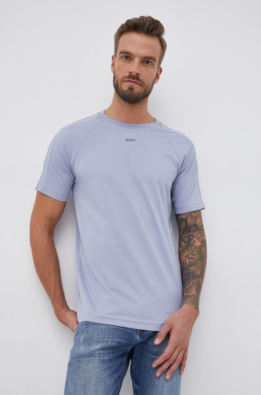 

Тениска Boss Athleisure с изчистен дизайн, Син