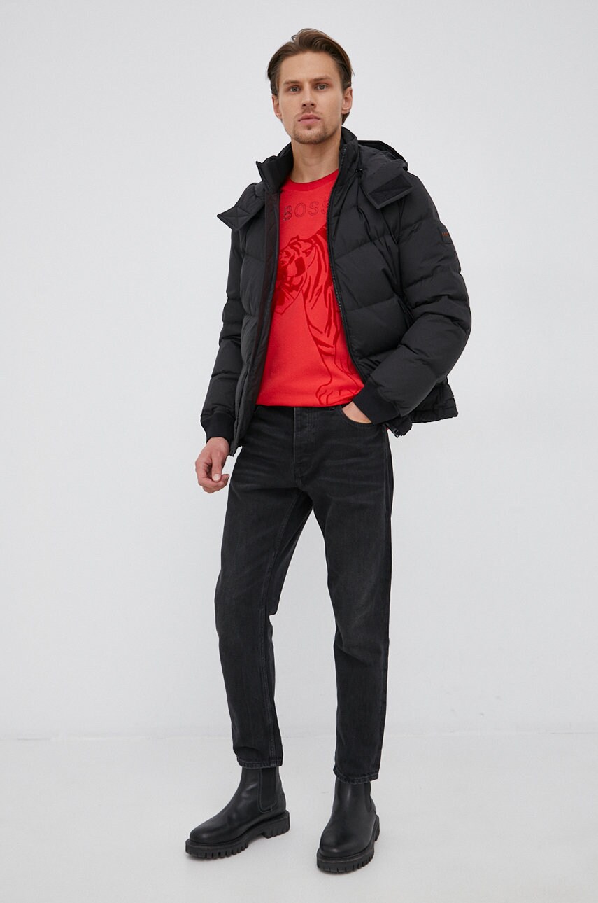 

Хлопковая футболка Boss Athleisure цвет красный с аппликацией