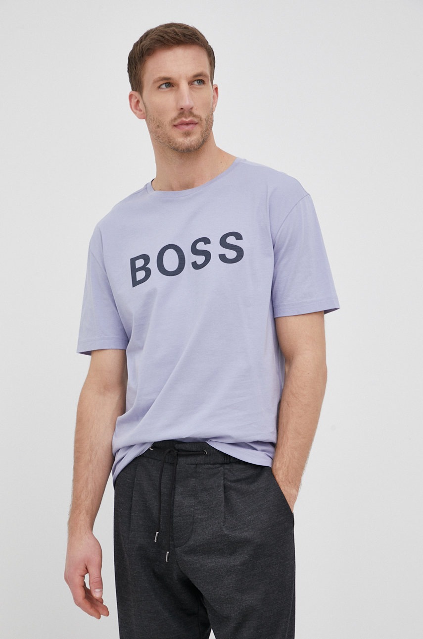 Boss T-shirt bawełniany Athleisure z nadrukiem