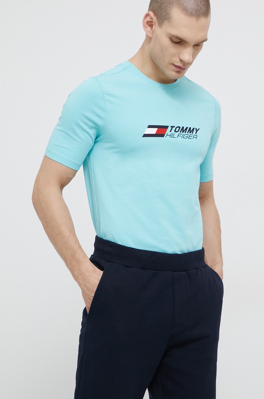 

Тениска Tommy Hilfiger мъжка с принт, Тюркоазен